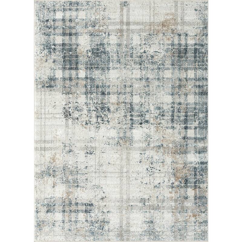 Luxe Weavers Distressed Plaid Area Rug, Farmhouse Carpet