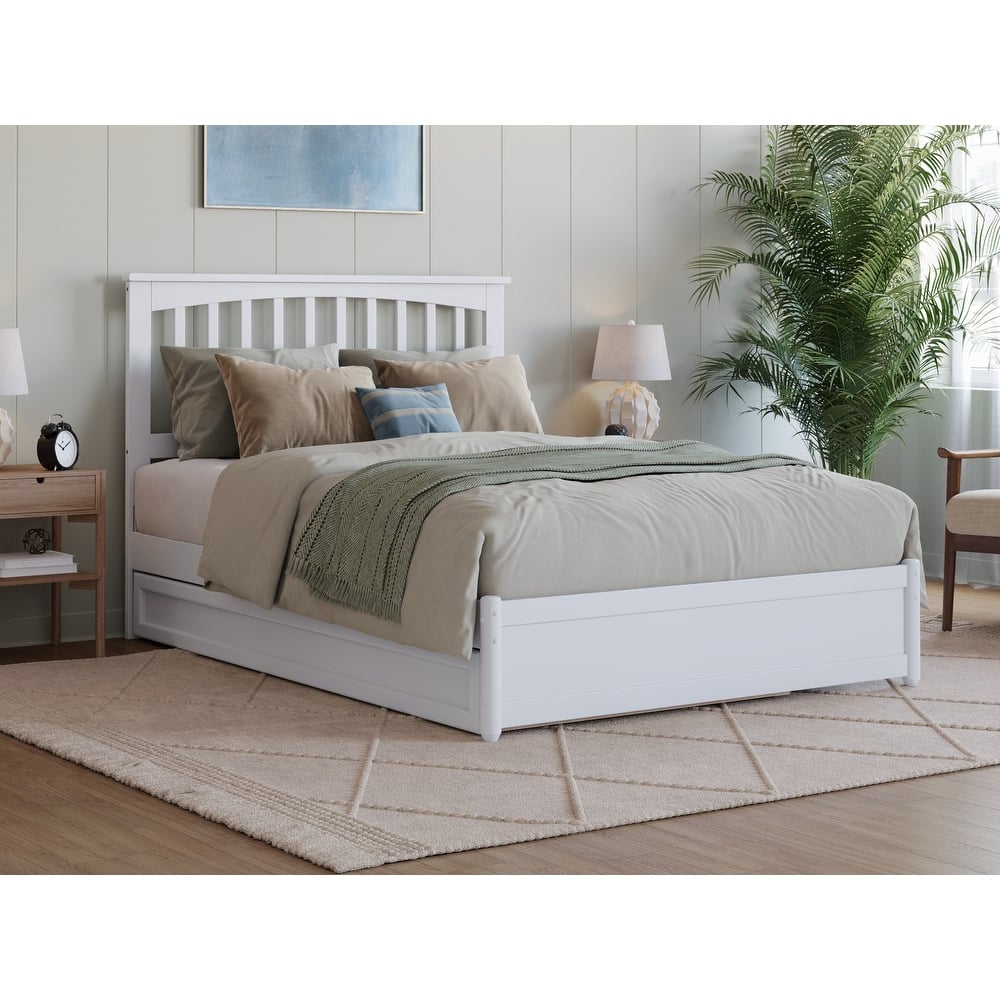 Everett Platform Bed with Panel Footboard and Twin Trundle