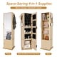 preview thumbnail 4 of 16, Anmytek 360 Rotating Jewelry Cabinet, Full Length Mirror Standing Storage Cabinet with Coat Rack and Open Shelves, Walnut