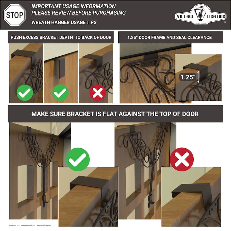 Adjustable Wreath Hanger for Door - Elegant (Silver) - Silver