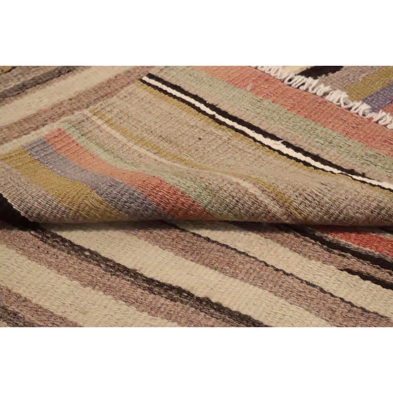 Hand Woven Oriental 100% Wool Carpet Southwestern Tribal Multi-Colored Kilim Area Rug - 8' 2'' X 5' 5''
