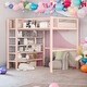 preview thumbnail 21 of 28, Twin Size Metal Loft Bed with 4-Tier Shelves and Storage, White Pink