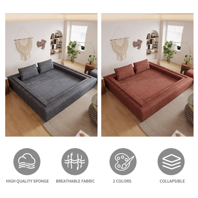 Sofa Bed with Rectangle Pillow and Cushions, Convertible Chair, Floor Couch and Sleeping Mattress, Folding