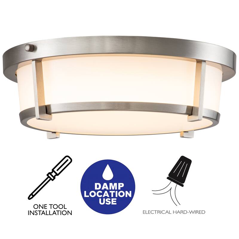 13 in Brushed Nickel 20W LED Flush Mount with Acrylic Shade - Brushed Nickel