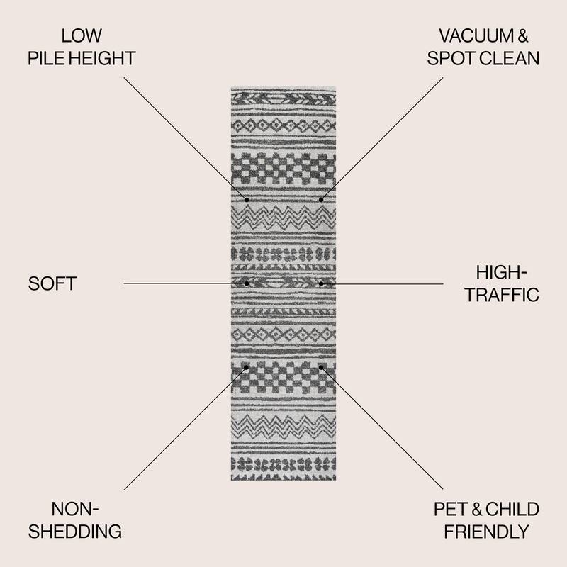 JONATHAN Y Idris Tribal Geometric Stripe Area Rug