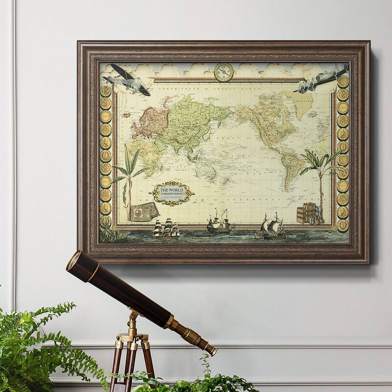 Adventure Map Premium Framed Canvas- Ready to Hang