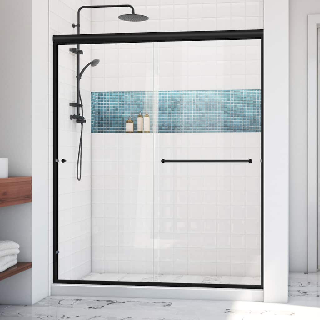 DreamLine Alliance Pro LT 56-60 in. W x 70 3/8 in. H Semi-Frameless Bypass Sliding Shower Door in Matte Black and Clear Glass