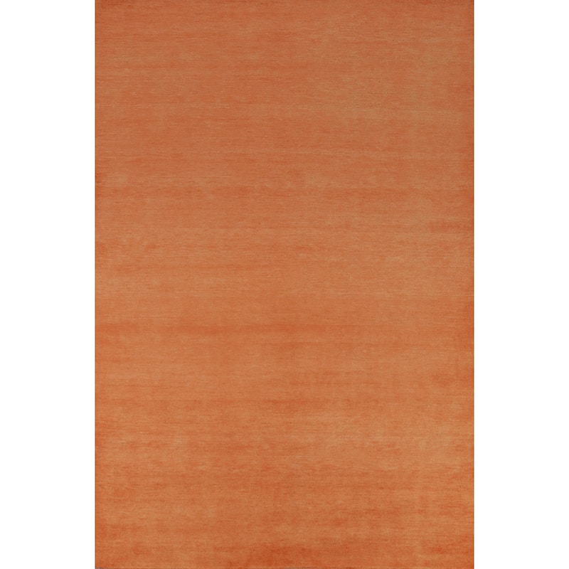 Hand Knotted Oriental 100% Wool Carpet Modern Solid Oranges & Rust Gabbeh Area Rug - 9' 2'' X 6' 2''