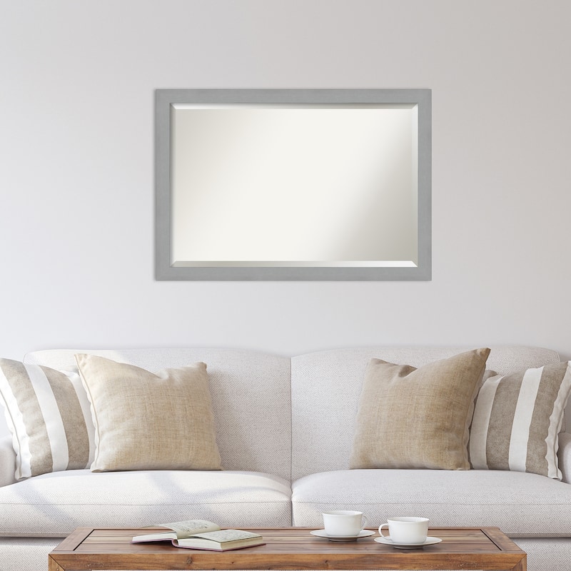 Beveled Wall Mirror - Brushed Nickel Frame
