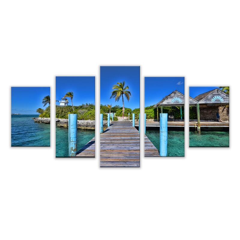 Ready2HangArt 'Tropical Pier' 5-Piece Wrapped Canvas Wall Art Set