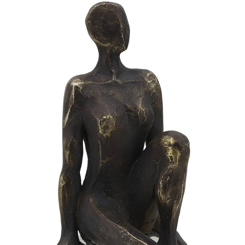 Sagebrook Home's Augustonia Statuary, 15-inch Resin and Stainless Steel Figurine and Sphere, Modern Home Decor - 7" x 5" x 15"