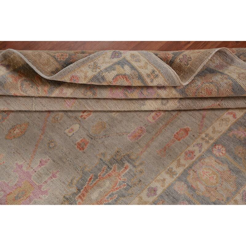 Hand Knotted Oriental 100% Wool Carpet Transitional All-Over Greys & Charcoal Oushak Area Rug - 8' 10'' X 5' 10''