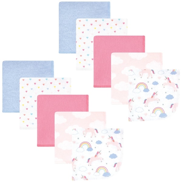 slide 1 of 1, Hudson Baby Infant Girl Flannel Cotton Washcloths, Unicorns Rainbows 10 Pack, One Size - Unicorns Rainbows 10 Pack - One Size One Size - Unicorns Rainbows 10 Pack