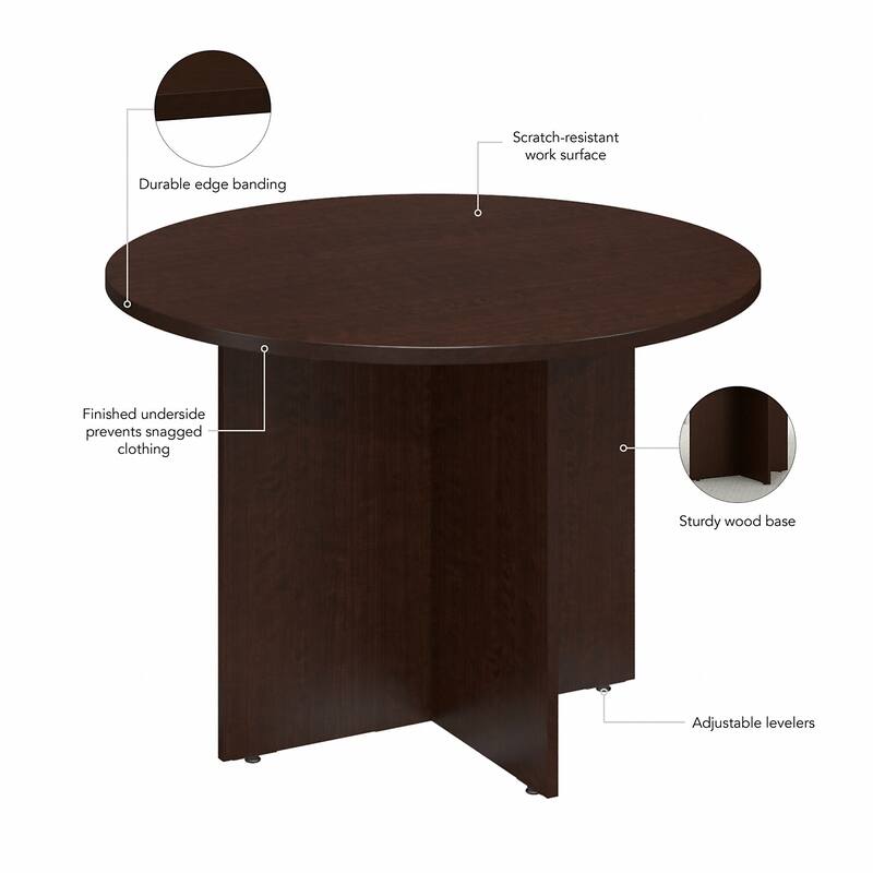Bush Business Furniture 42W Round Conference Table with Wood Base