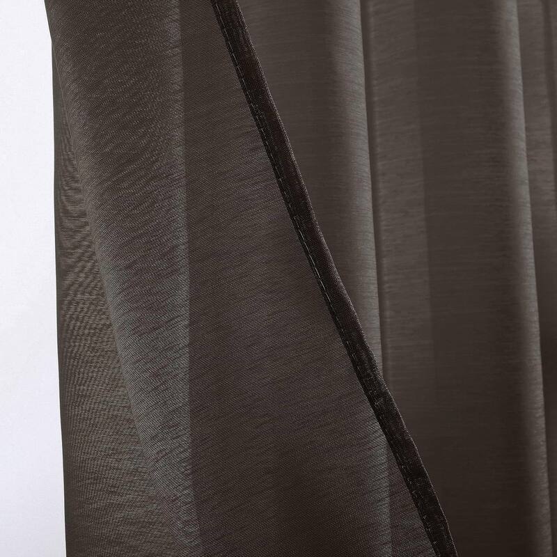 84" Inches Long - 2 Panels - Chocolate Sheer Window Grommet Curtain Set - 55" x 84"
