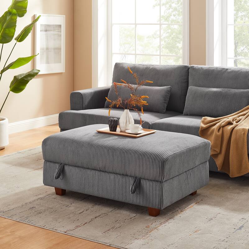 41" Wide Upholstered Ottoman With Storage - Grey