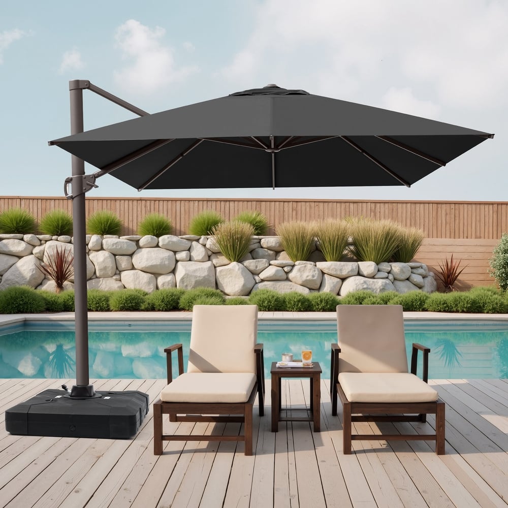 10 x 13 FT Outdoor Shade Canopy Patio Cantilever Offset Umbrella with Base