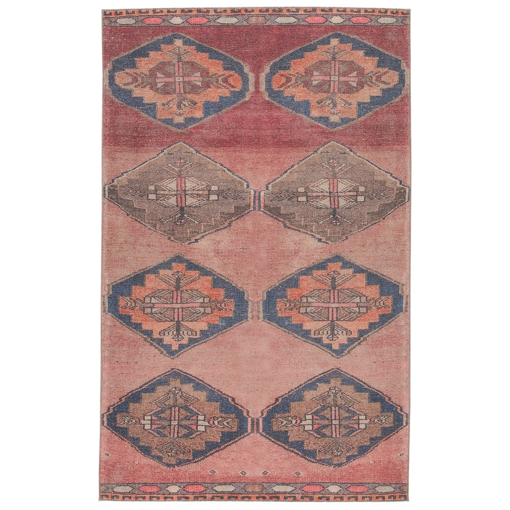 Mirta Machine Washable Medallion Pink/ Blue Area Rug