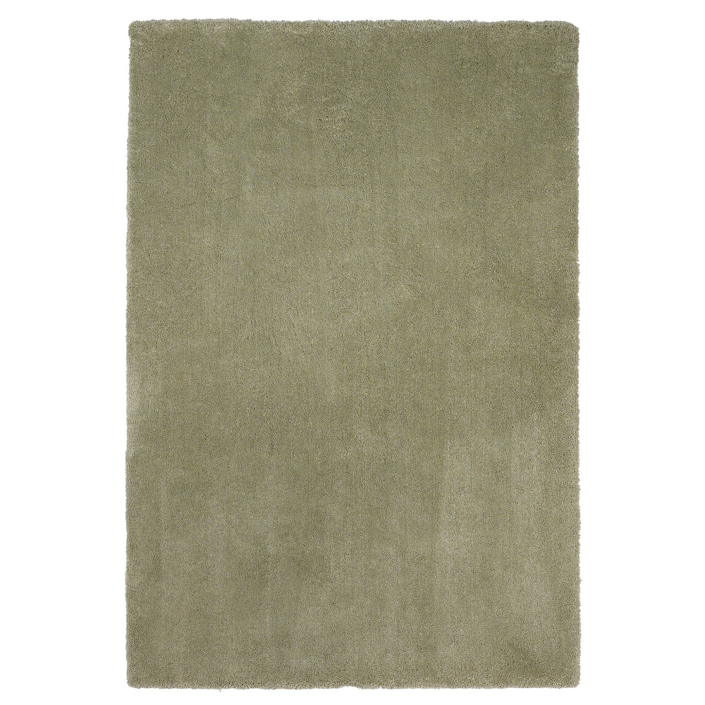 Domani Euphoria Plush Solid Sage Hand-Woven Shag Rug