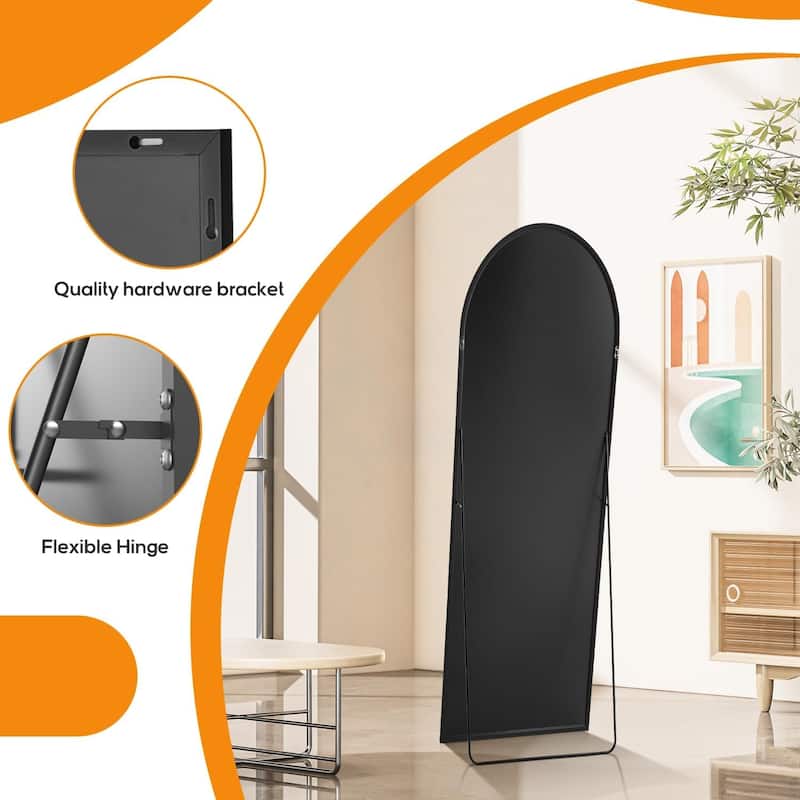 Arched Mirror Full Length, Upgraded 16"x59" Body Wall Mirrors with Shatter-Proof Glass, Floor Standing, Hanging or Leaning