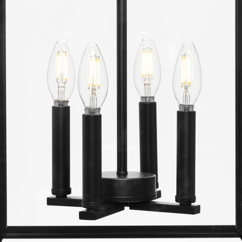 Hillcrest Collection Four-Light Matte Black Transitional Hall & Foyer Light - 13 in x 13 in x 22 in