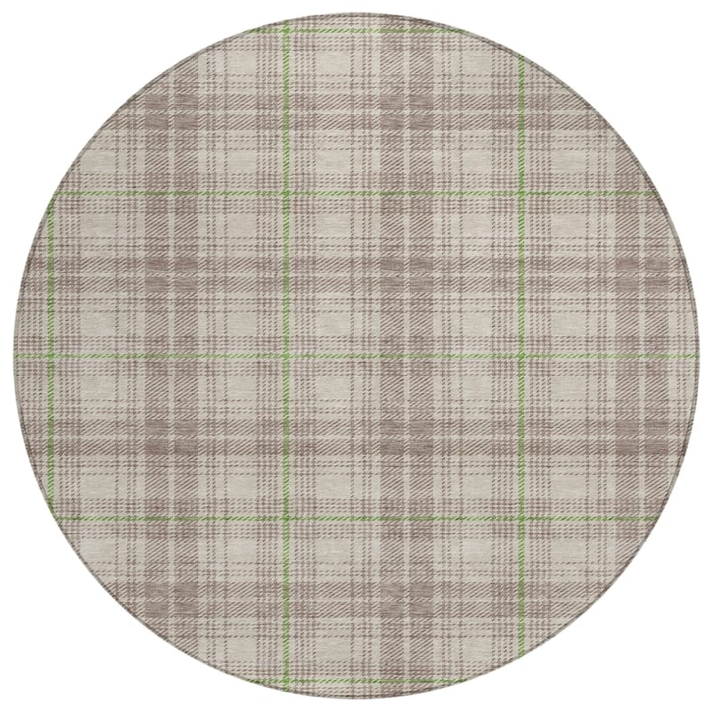 Machine Washable Indoor/ Outdoor Plaid Chantille Rug