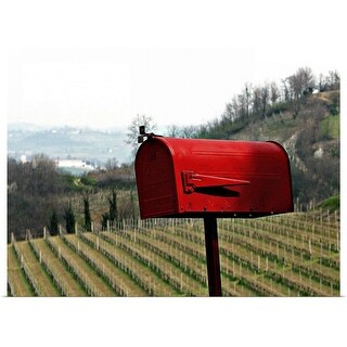 Shop Red Mailbox Standing Near The Fields Poster Print Overstock 16495154 Includes Hardware 24 X 18