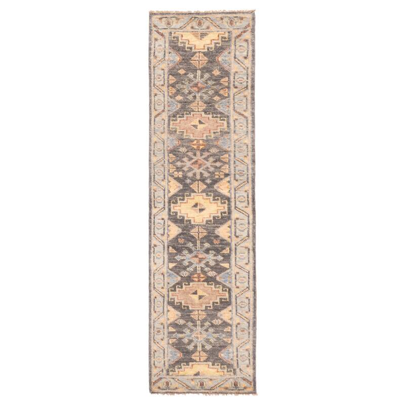 ECARPETGALLERY Hand-knotted Jules Serapi Dark Grey Wool Rug - 2'7 x 9'10