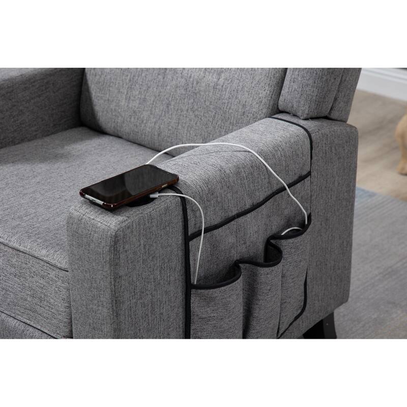 Modern Pushback Manual Recliner Chair Home Theater Seating Wingback Lounge Chair with Vibration and Heat