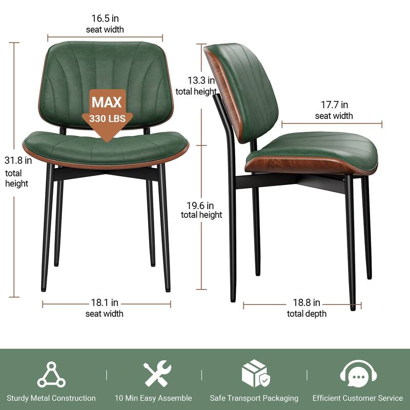 Mid Century Modern Dining Chairs, Upholstered Dining Chairs Set of 2