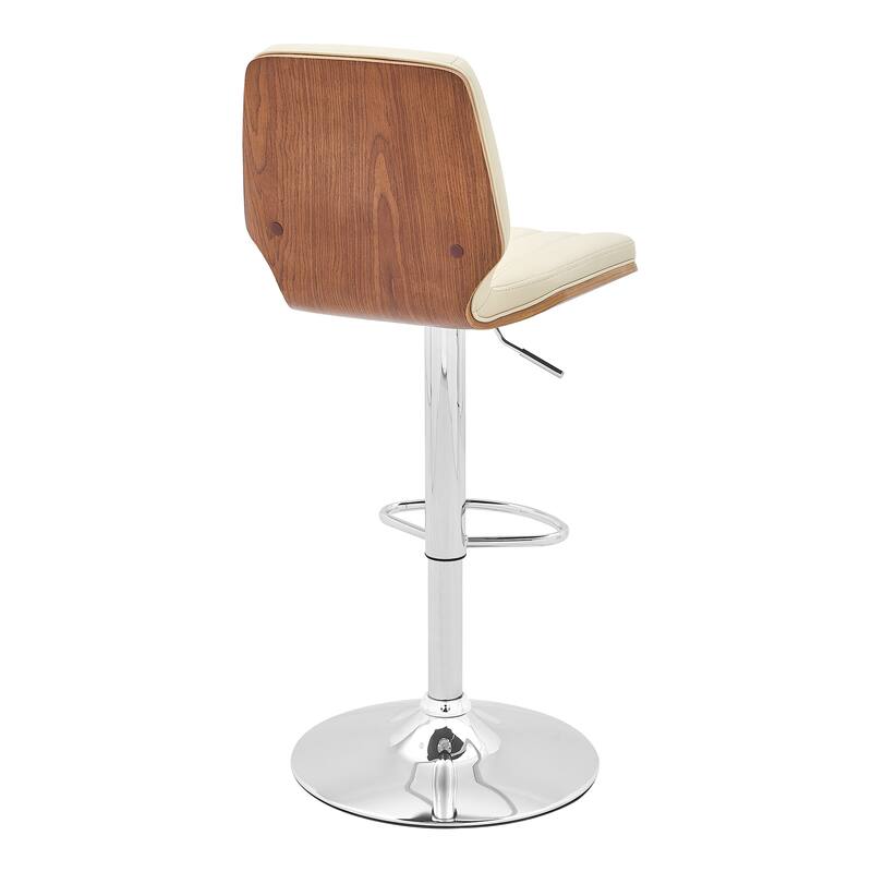 Sabine Black or Walnut Wood and Faux Leather Adjustable Height Bar Stool