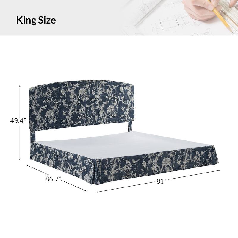 Knut Traditional 2 Piece Bedroom Upholstered Platform Bed with Washable Slipcover Set-QB by HULALA HOME