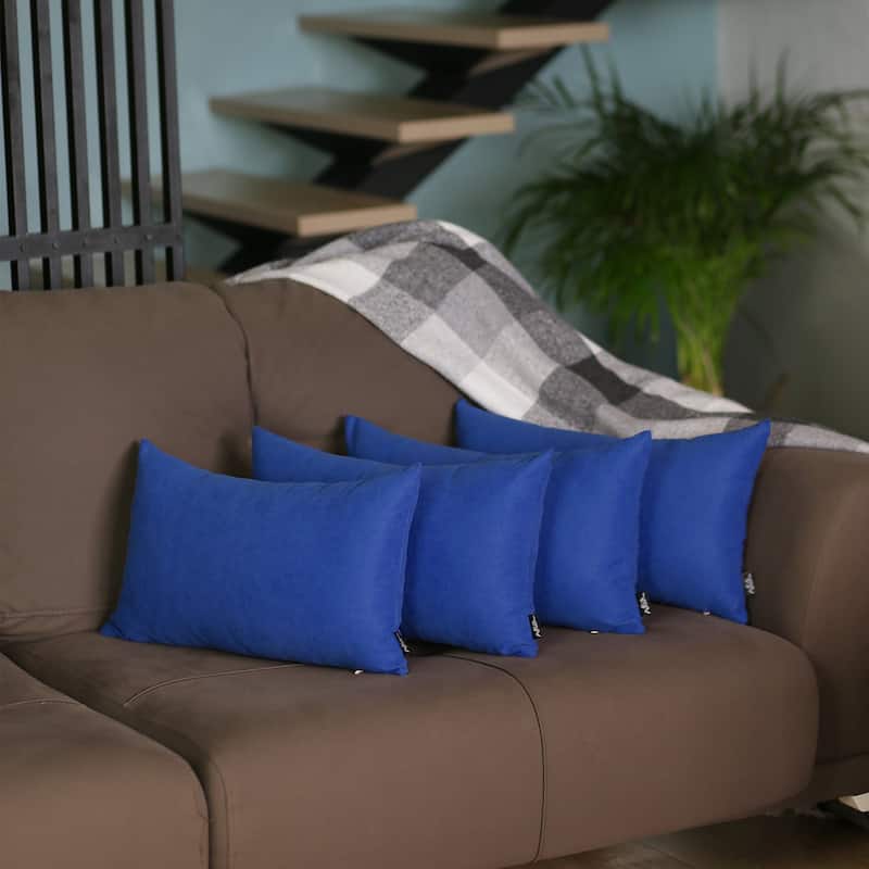 Solid-color Decorative Lumbar Throw Pillow Covers (Set of 4) - Navy