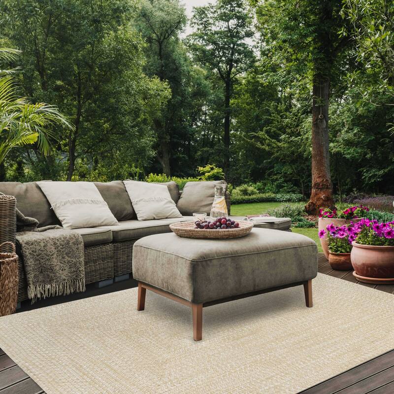Superior Modern Rustic Bohemian Reversible Multi-Tone Braided Indoor Outdoor Area Rug - 4' X 6' - Cream-White