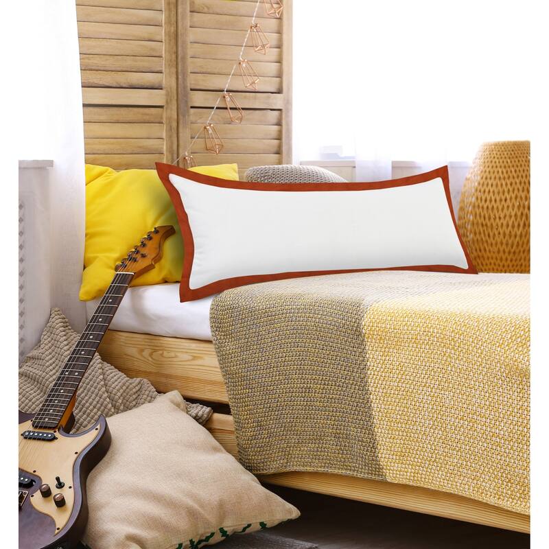 HomeRoots 14" X 36" White And Red 100% Cotton Geometric Zippered Pillow