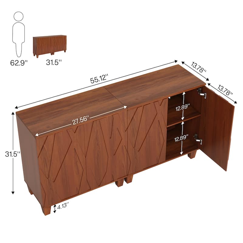 55-inch Sideboard Buffet Cabinet with Storage for Kitchen Dining Room