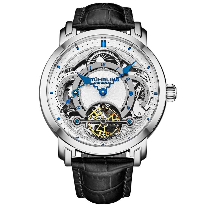 Celestial Timekeeper 1017 Dual Time Automatic 44mm Skeleton Watch - Silver