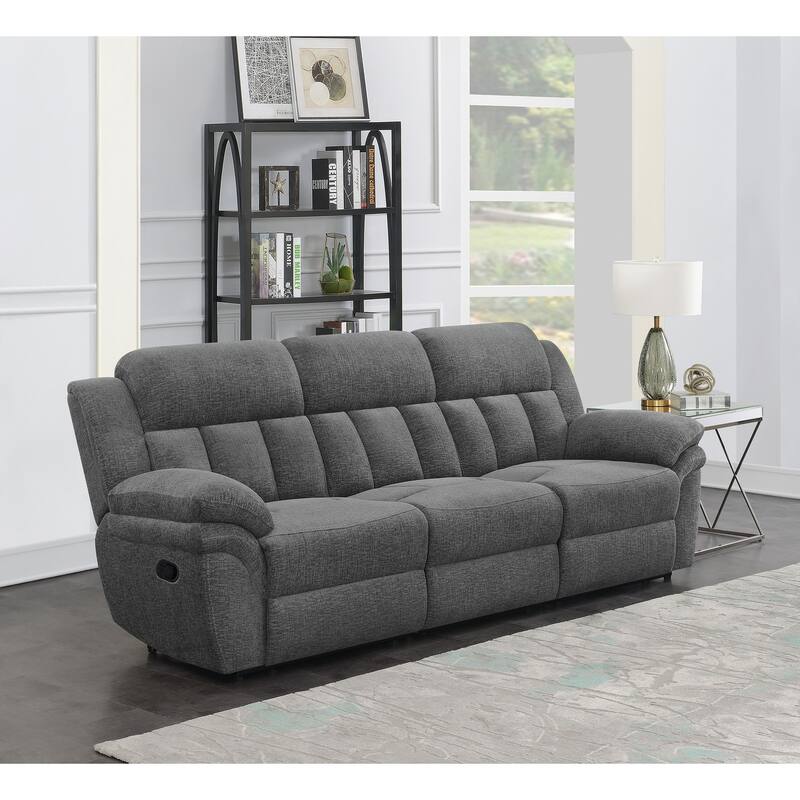 Bahrain Transitional Fabric Upholstered Tufted Back Power Sofa Charcoal - Non-Power Reclining