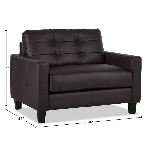 Macon Brown Genuine Leather Sofa and Armchair Set Bed Bath & Beyond 39098148