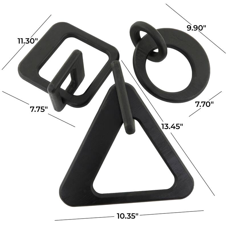 CosmoLiving by Cosmopolitan Geometric Wood Chain Sculpture (Set of 2, Set of 3) - Black, White, Brown