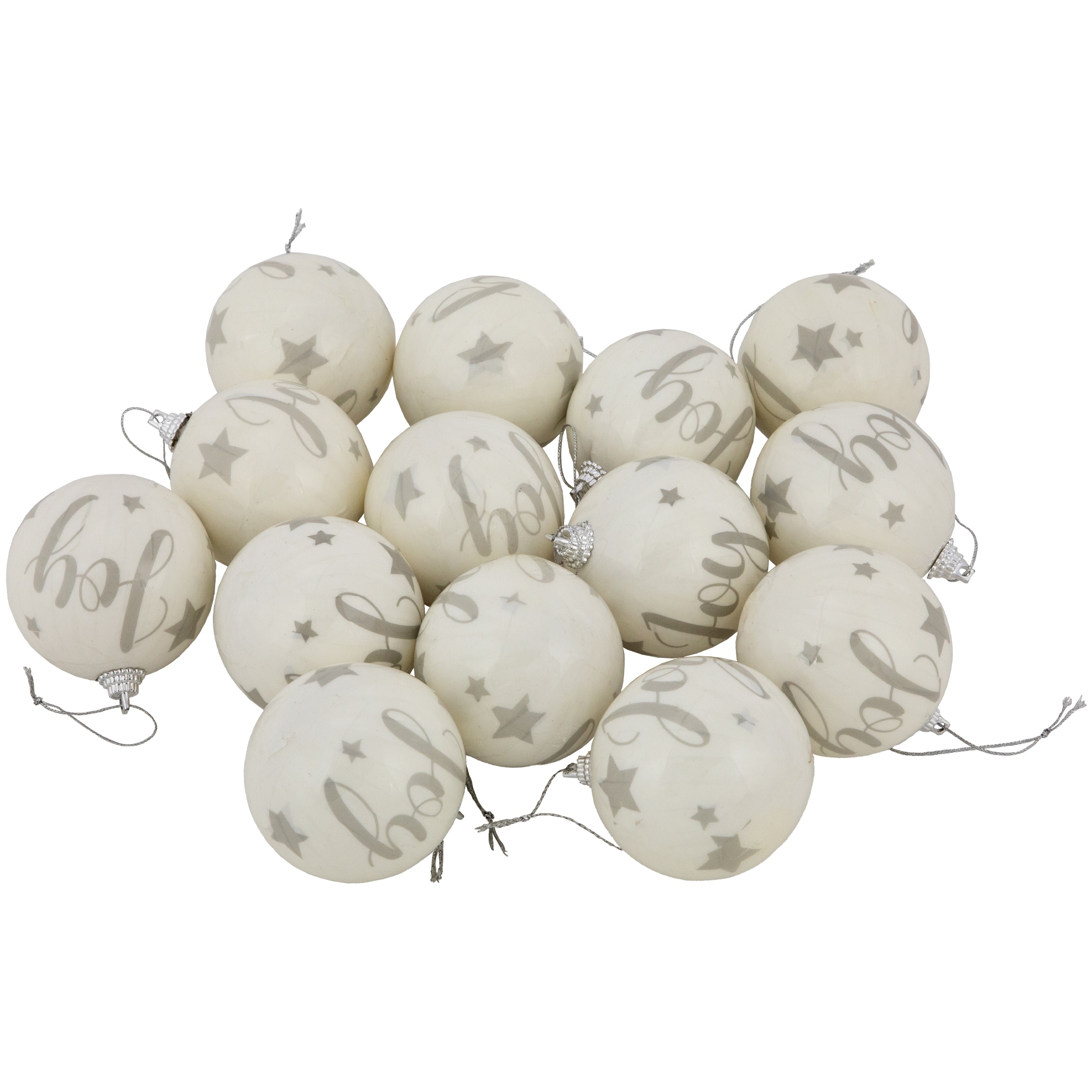 14-Piece Joy Decoupage Christmas Ball Ornament Set 2.25" (60mm)