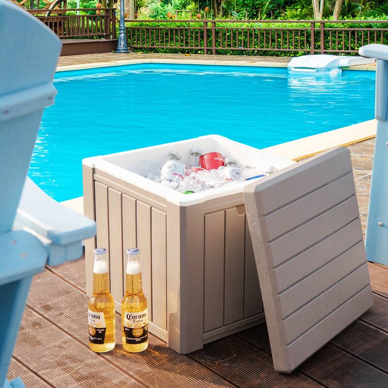 10Gallon Ice Cooler w/ Built-in Handles and Detachable Lid Brown\Black