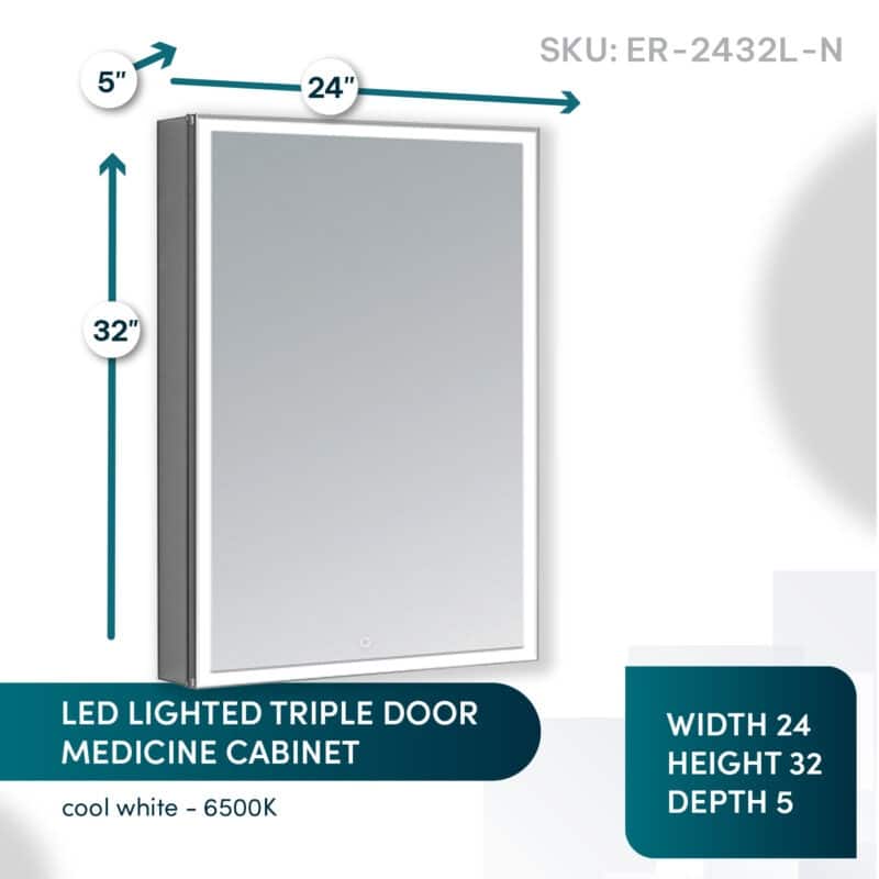 AQUADOM Edge Royale Bathroom Led Lighted Medicine Cabinet Defogger, 3X LED Adjustable Magnifying Mirror, Electrical Outlets.