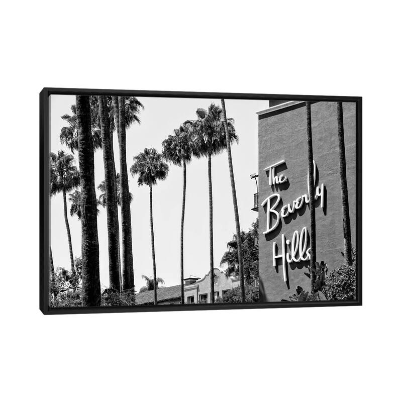 iCanvas "Black California Series - The Beverly Hills Hotel" by Philippe Hugonnard Framed Canvas Print - Black - 32x48