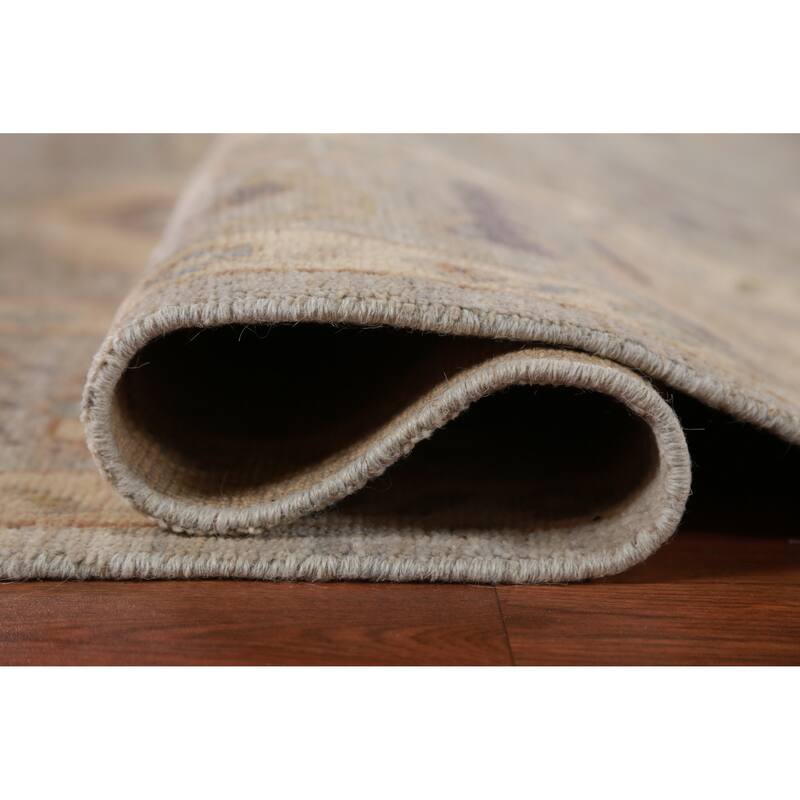 Hand Knotted Oriental 100% Wool Carpet Transitional All-Over Greys & Charcoal Oushak Area Rug - 9' 8'' X 8' 4''