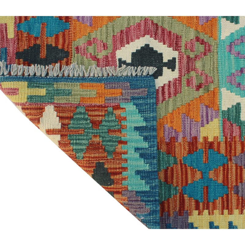 Flatweave Aliya Red/Blue Runner - 2'6" x 9'9"