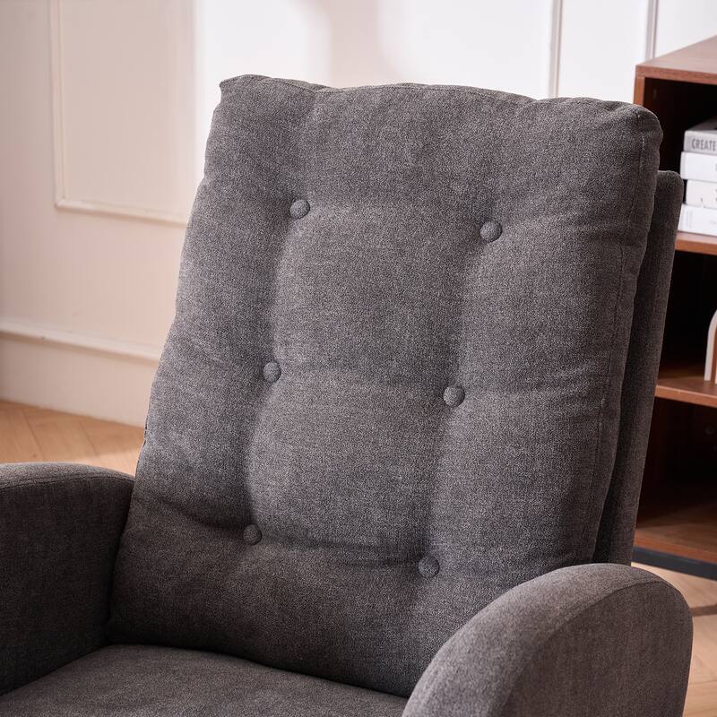 High-Back Rocking Chair with Footrest and Storage Pocket (Rubber Wood Base)