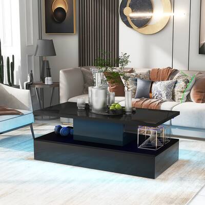 Coffee Cocktail Table with Led Lighting - 23.60 x 47.20 x 18.10