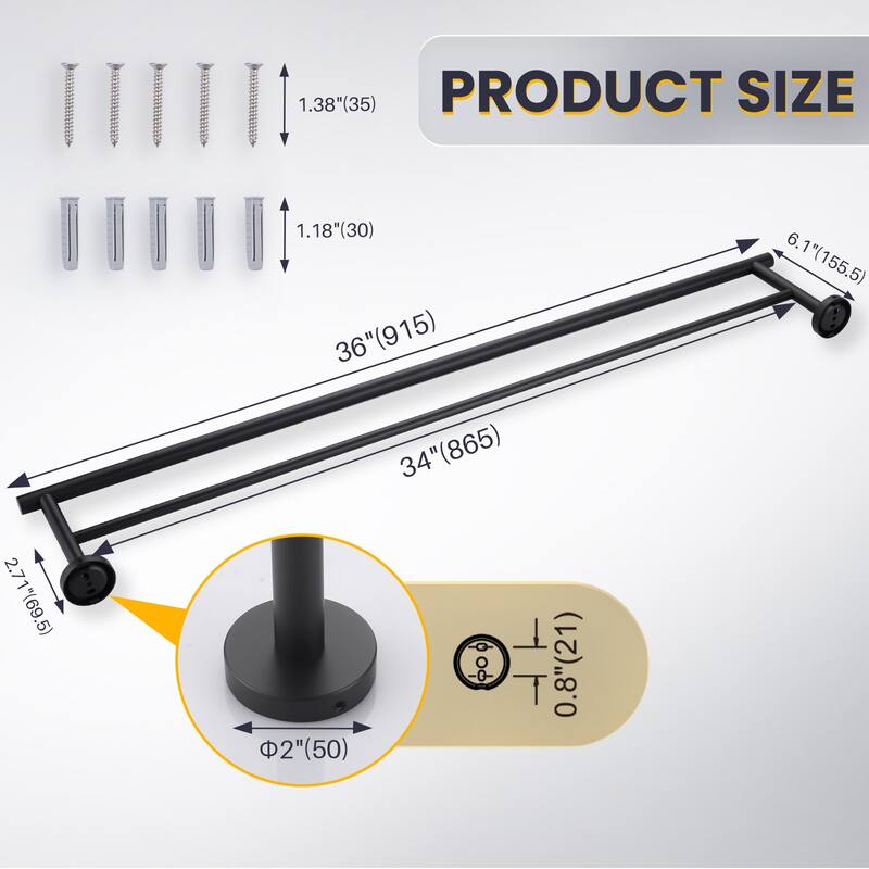 WOWOW Wall Mounted Stainless Steel Double Towel Bar