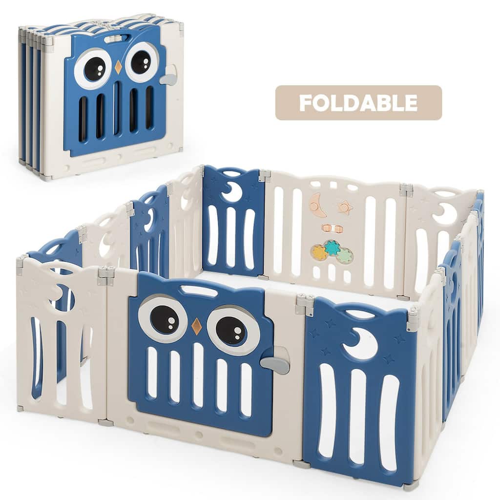 Gymax 14-Panel Baby Playpen Kids Activity Center Foldable Play Yard w/ - 57.5'' x 59'' x 25''